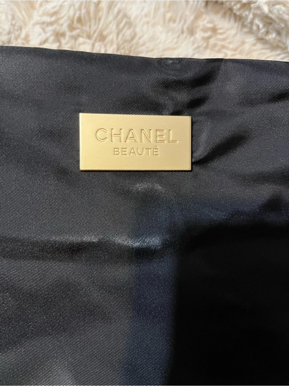 Black Nylon Chanel Toiletry Bag with Gold Hardware